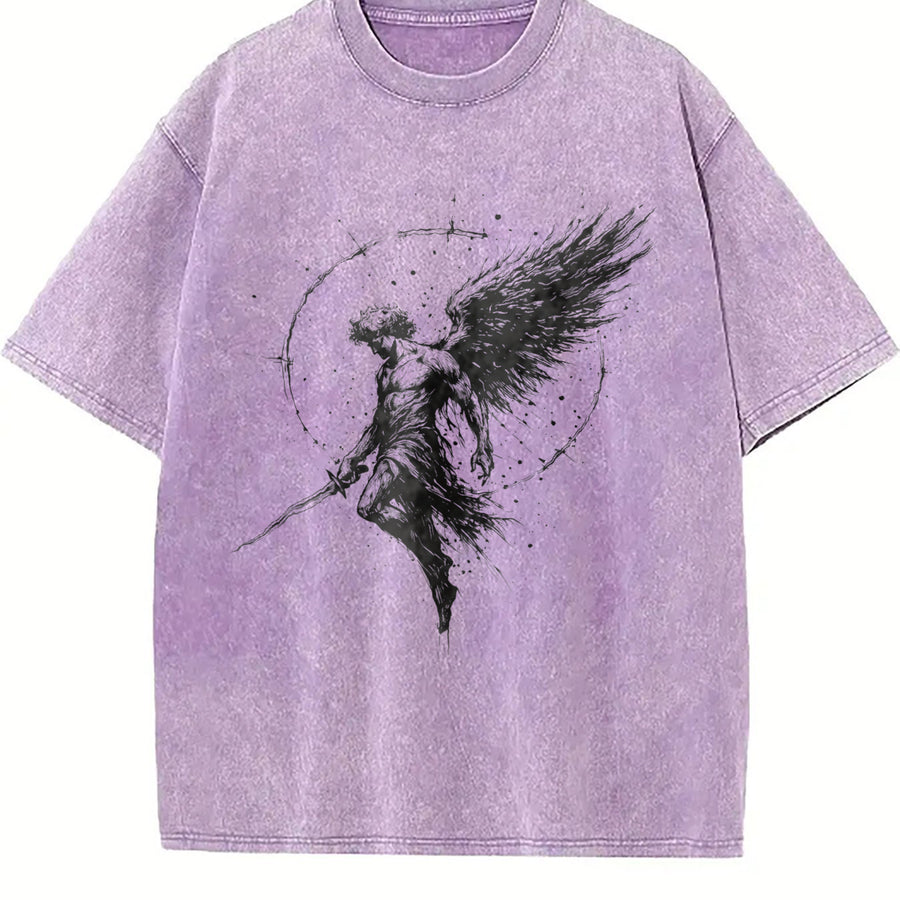 American Hardcore Short Sleeved Vintage Washed T-Shirt in Purple