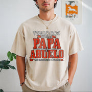 Tengo Dos Titulos Papa Abuelo Spanish Father's Day Vintage Washed T-Shirt in Beige