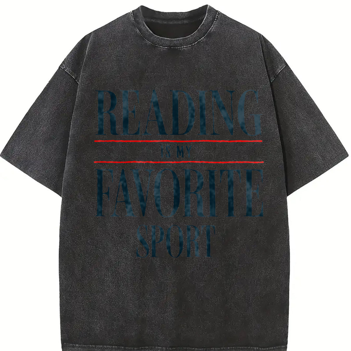 Reading Is My Favorite Sport Vintage Washed T-Shirt in Black