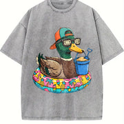 Vibes Duck Lover Vintage Washed T-Shirt in Gray