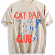 Cat Dad Cat Lover Vintage Washed T-Shirt in Beige