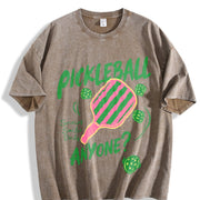 Pickleball Playing Paddleball Sport Vintage Washed T-Shirt in Brown