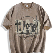 Man of God Husband Dad Christian Dad Father's Day Vintage Washed T-Shirt in Brown