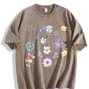 Blooms and Wild Flowers 90s Vintage Washed T-Shirt in Brown