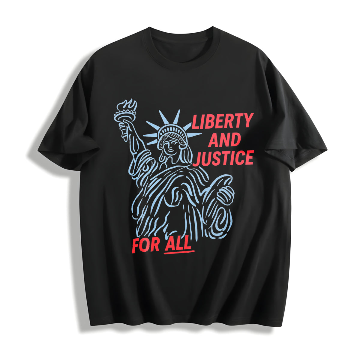 4th of July Boxy Liberty and Justice for All Crop Resist Cotton T-Shirt in Black