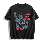 4th of July Boxy Liberty and Justice for All Crop Resist Cotton T-Shirt in Black