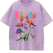 Birds vintage washed oversized T-shirt in Purple