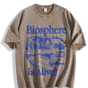 Biosphere Science Retro Biology Nature Vintage Washed T-Shirt in Brown