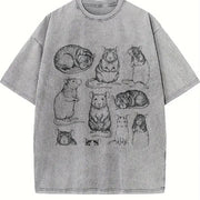 Rats 90s Tattoo Retro ® Y2k Mouse Vintage Washed T-Shirt in Gray