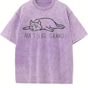 Ain't Life Grand Dog Lover Vintage Washed T-Shirt in Purple