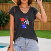 Patriotic Star Fireworks Sleeveless Tank Women's Color Cotton Tank Top in Gray