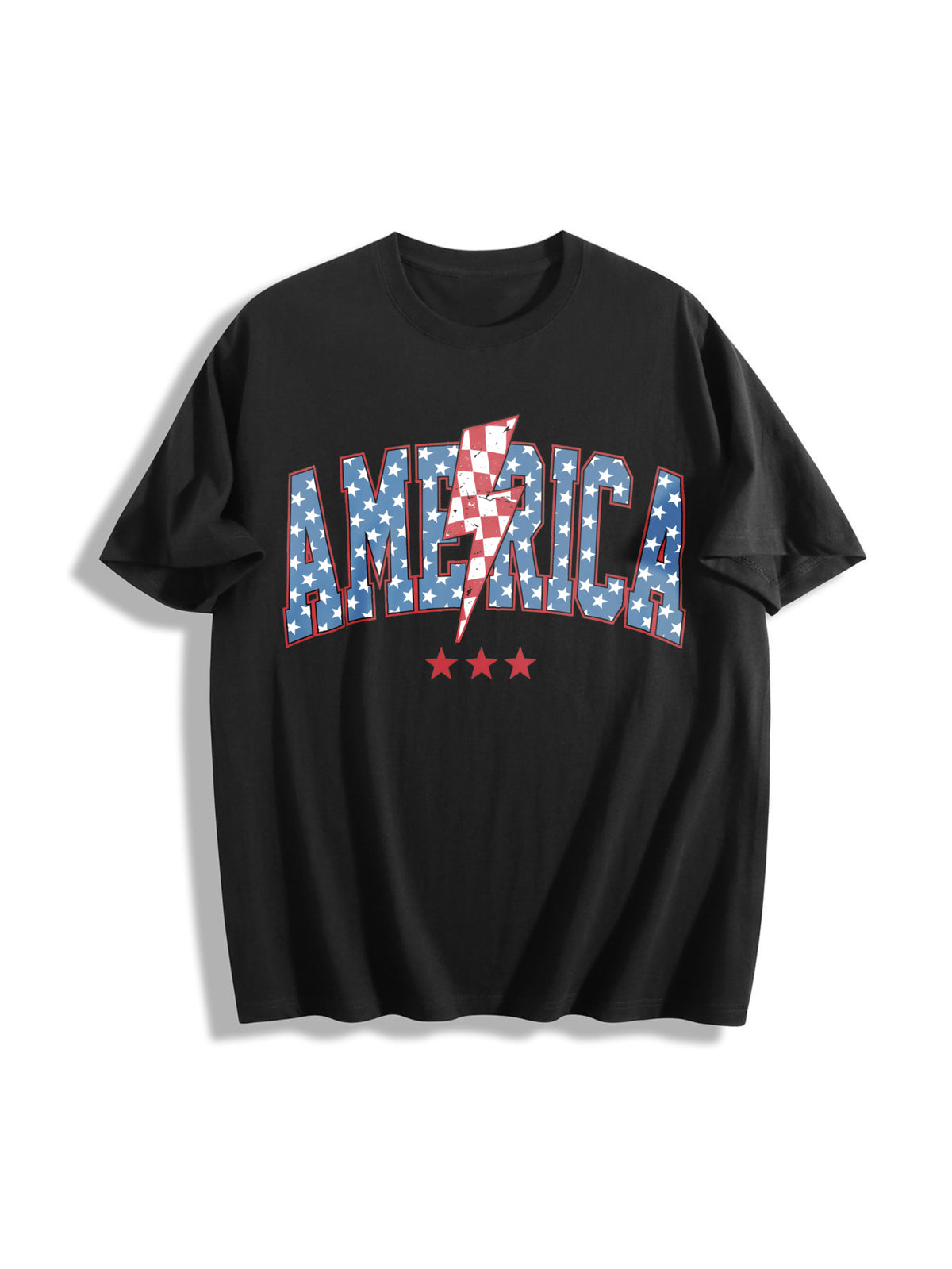 America Retro Cotton T-Shirt in Black
