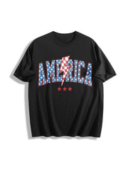 America Retro Cotton T-Shirt in Black