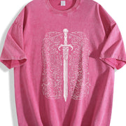 Celestial Sword Tarot vintage washed oversized T-shirt in Red