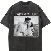 Personalized Couple Vintage Washed T-Shirt in Black