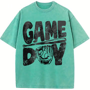 Baseball Gameday Game Day Vintage Washed T-Shirt in Blue
