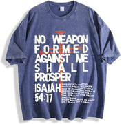 No Weapon Christian Jesus Easter vintage washed oversized T-shirt in Blue