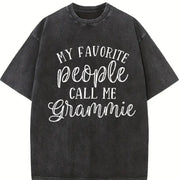 My Favorite People Call Me Grammie Vintage Washed T-Shirt in Black