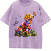 Coastal Granddaughter Vibes + Sun-faded: Vibrant Floral Vintage Washed T-Shirt in Purple