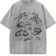 Frogs 90s Tattoo Retro ® Y2k Frog Vintage Washed T-Shirt in Gray
