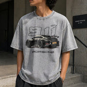 Porsche 911 GT3 Vintage Washed T-Shirt in Gray
