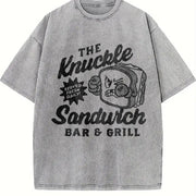 The Knuckle Sandwich Bar and Grill Vintage Washed T-Shirt in Gray
