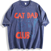 Cat Dad Club vintage washed oversized T-shirt in Blue