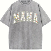 Floral Mama Strong Woman Vintage Washed T-Shirt in Gray