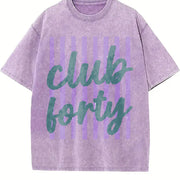 Club Forty Retro Birthday Milestone Personalized Vintage Washed T-Shirt in Purple