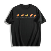 Bad Day to Be a Hotdog Retro Hotdog Cotton T-Shirt in Black