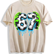 67 Soccer Vintage Washed T-Shirt in Beige