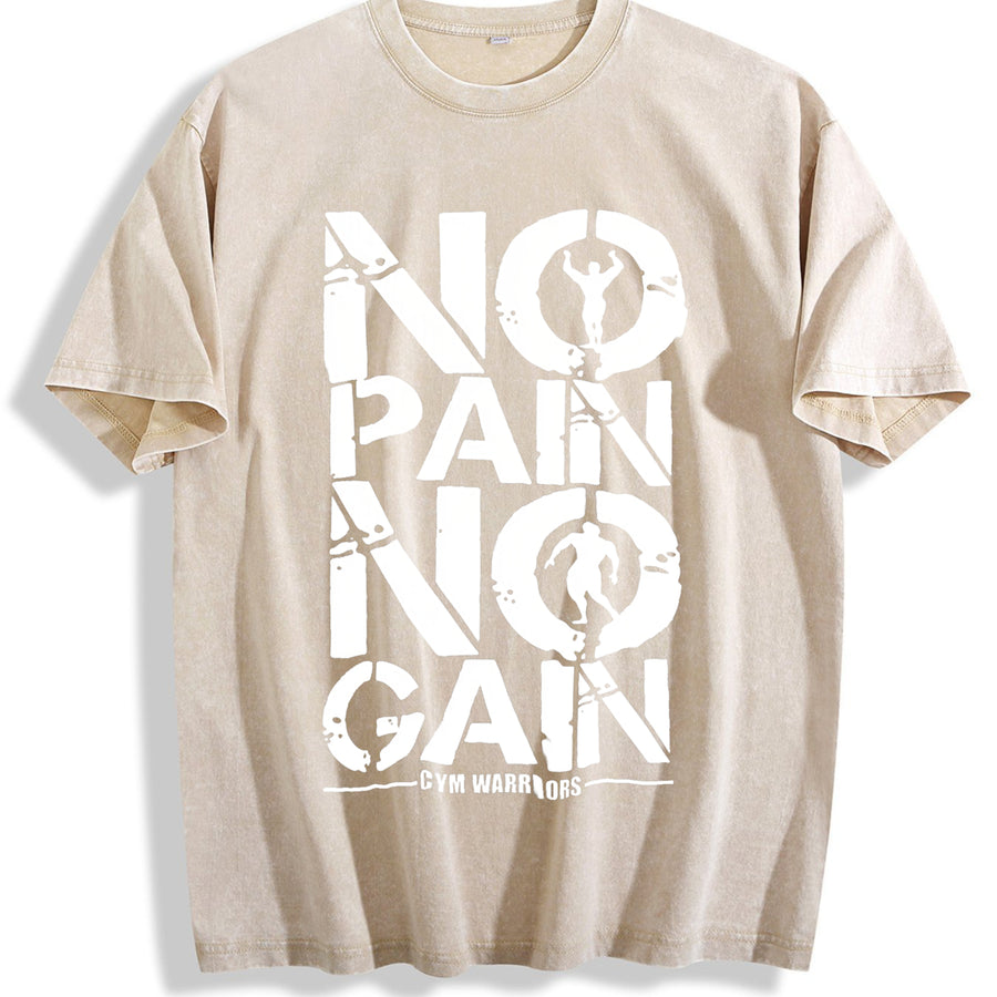 1 Pcs Heavy Adorable Vintage Washed T-Shirt in Beige
