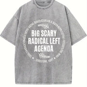 Radical Left Agenda Political Vintage Washed T-Shirt in Gray