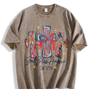God Bless America 250th Anniversary of the United States Vintage Washed T-Shirt in Brown