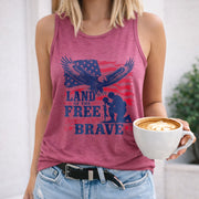 Patriotic Eagle USA Women's Color Cotton Tank Top in Red