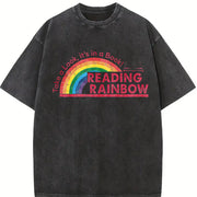 Take a Look It's in a Book Reading Rainbow vintage washed oversized T-shirt in Black