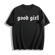 Good Girl Romance Club Cotton T-Shirt in Black