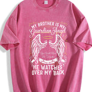 My Brother Is My Guardian Vintage Washed T-Shirt in Red
