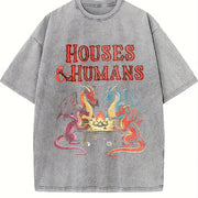 Houses and Humans RPG DnD Class D&D vintage washed oversized T-shirt in Gray