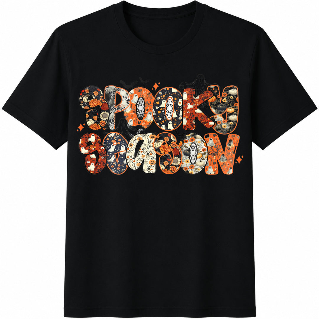Halloween Spooky Season Cotton T-Shirt in Black