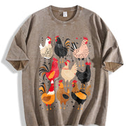 Chicken Short-sleeve Vintage Washed T-Shirt in Brown