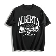 Short-sleeve Canadian Canada Grizzly Bear Snow Mountain Cotton T-Shirt in Black
