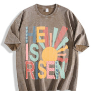 Easter Elegant Sun Element HE IS RISEN Vintage Washed T-Shirt in Brown