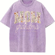Grandma And Mom I Rock Them Both Floral Mom & Grandma vintage washed oversized T-shirt in Purple