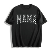 Checkered Mama for Mom Cotton T-Shirt in Black