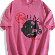 No Squares Retro Street Distressed Vintage Washed T-Shirt in Red