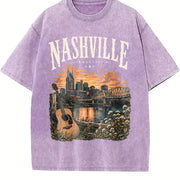 Nashville Tennessee Vintage Washed T-Shirt in Purple