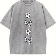 Soccer Bows Vintage Washed T-Shirt in Gray