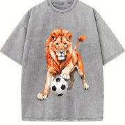 Lion Soccer Vintage Washed T-Shirt in Gray