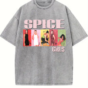 Spice Girls Photo Block Spice Tour 90s vintage washed oversized T-shirt in Gray